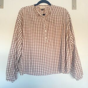 Universal Thread Beige and White Plaid Blouse